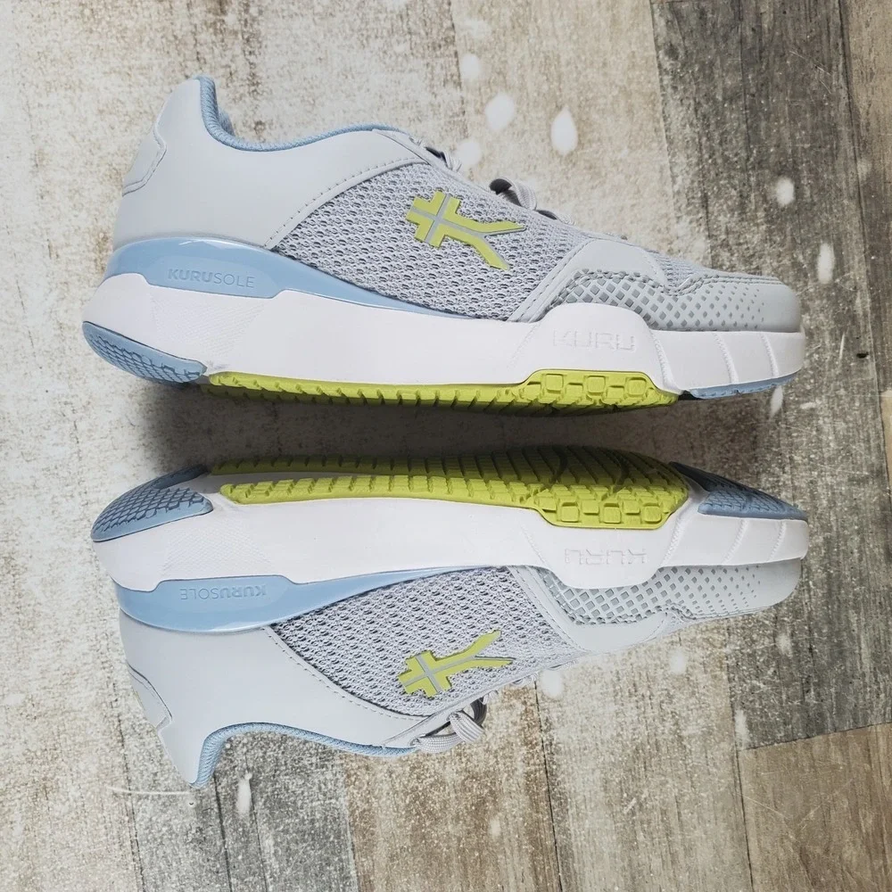 Kuru Quantum 2.0 Womens Shoes Sz 7 M Running Dove Gray Pale Lime Lace Up Sneaker
